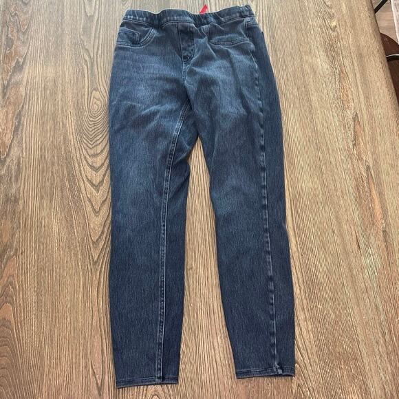 Spanx Jean Pants High Rise Elastic Waist Band Stretch Medium Wash Blue Size M - Picture 1 of 7